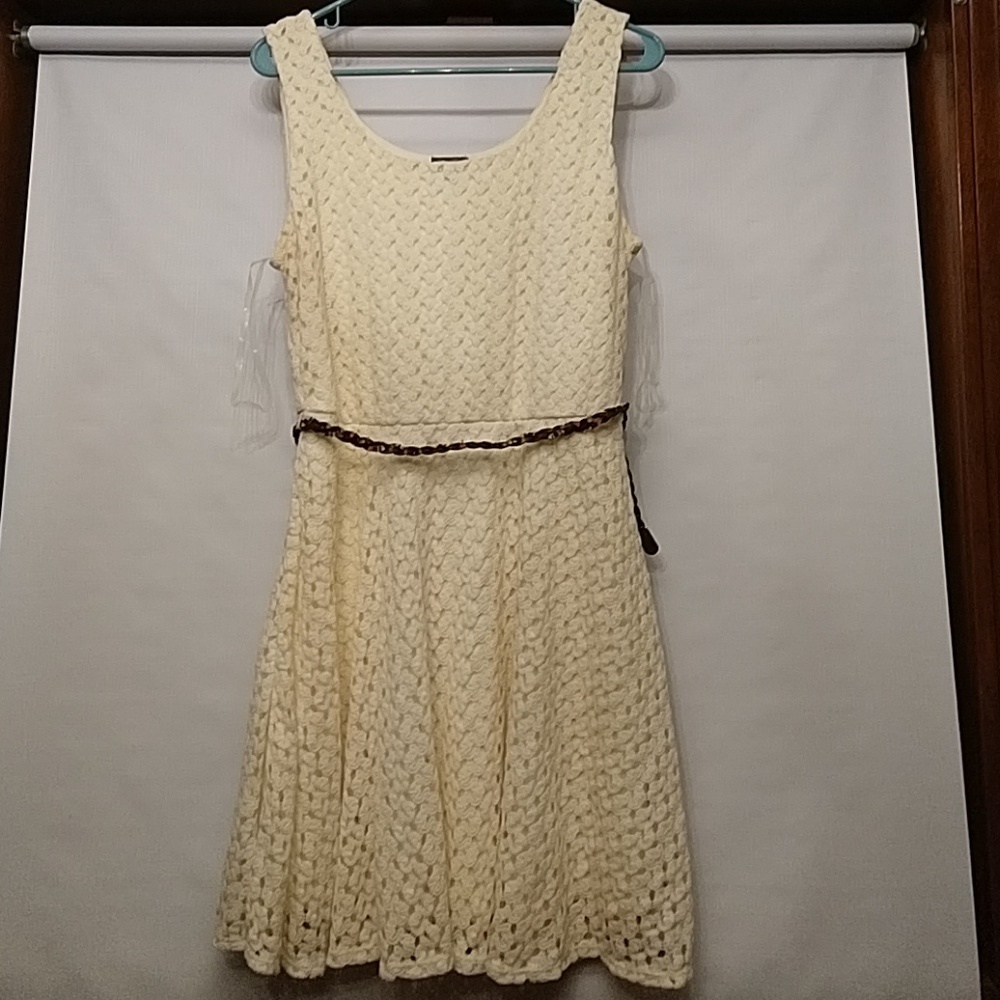 Lily Rose Cream knitted skater dress